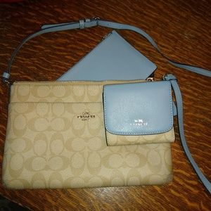 Coach clutch with insert and matching wallet